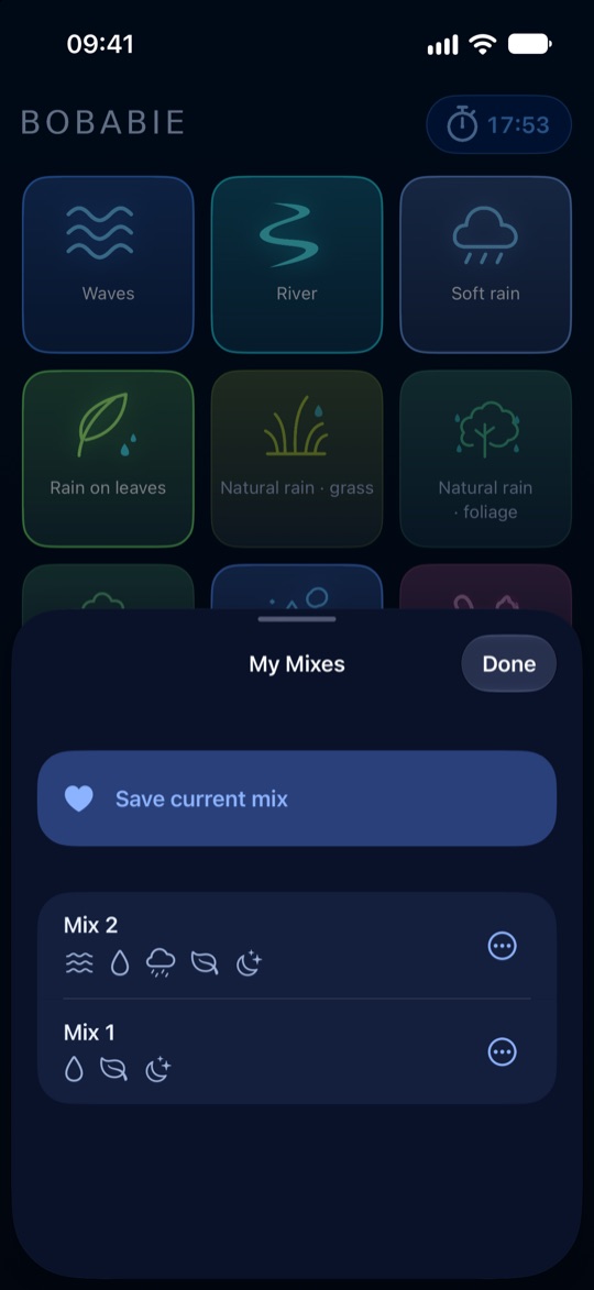 Saved mixes